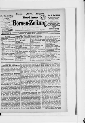 Berliner Börsen-Zeitung vom 01.05.1905