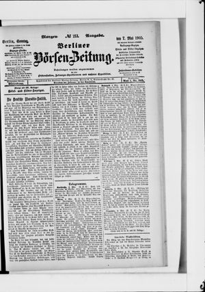 Berliner Börsen-Zeitung vom 07.05.1905