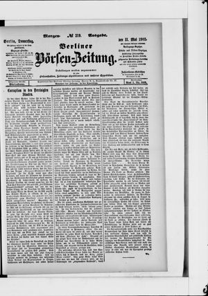 Berliner Börsen-Zeitung vom 11.05.1905