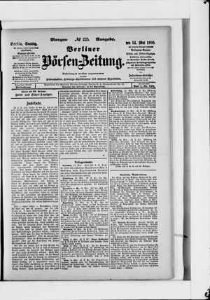 Berliner Börsen-Zeitung vom 14.05.1905