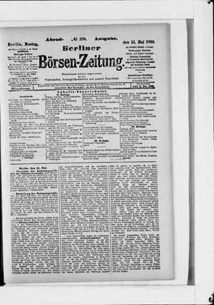 Berliner Börsen-Zeitung vom 15.05.1905