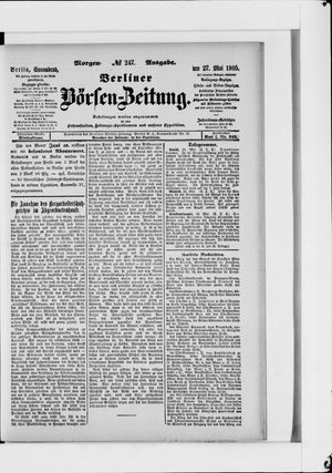 Berliner Börsen-Zeitung vom 27.05.1905