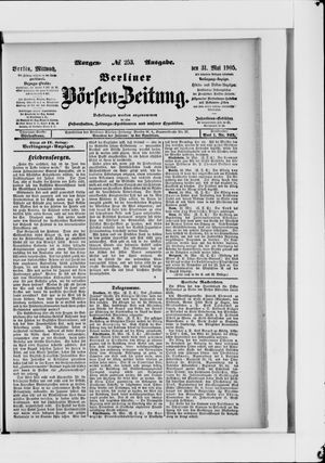 Berliner Börsen-Zeitung vom 31.05.1905