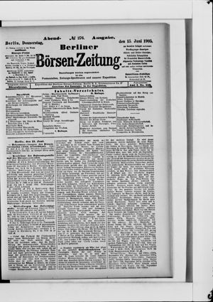 Berliner Börsen-Zeitung vom 15.06.1905