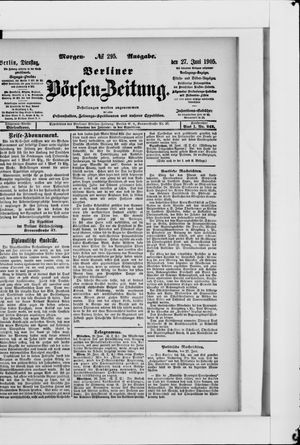 Berliner Börsen-Zeitung vom 27.06.1905