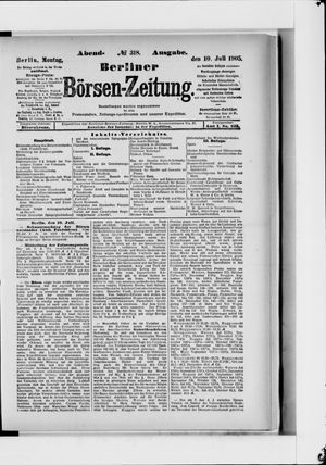 Berliner Börsen-Zeitung vom 10.07.1905
