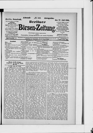 Berliner Börsen-Zeitung vom 22.07.1905