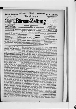 Berliner Börsen-Zeitung vom 27.07.1905
