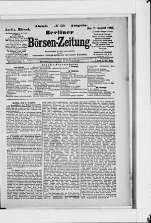 Berliner Börsen-Zeitung vom 02.08.1905