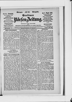 Berliner Börsen-Zeitung vom 05.08.1905