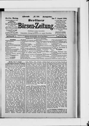 Berliner Börsen-Zeitung vom 07.08.1905