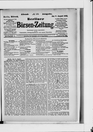 Berliner Börsen-Zeitung on Aug 9, 1905