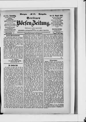 Berliner Börsen-Zeitung vom 10.08.1905