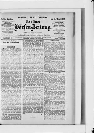 Berliner Börsen-Zeitung vom 13.08.1905