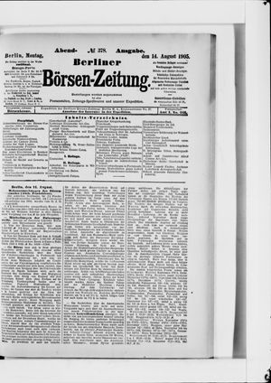 Berliner Börsen-Zeitung on Aug 14, 1905