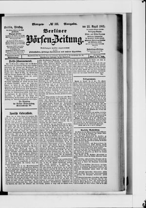Berliner Börsen-Zeitung vom 22.08.1905