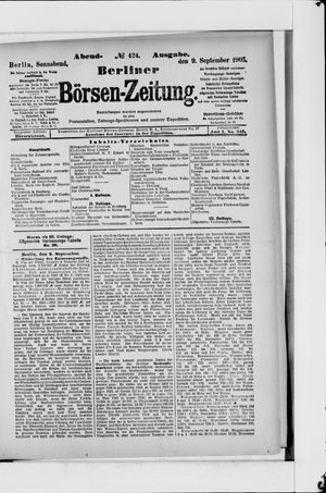 Berliner Börsen-Zeitung on Sep 9, 1905