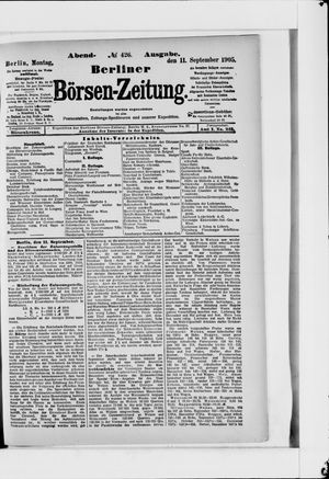 Berliner Börsen-Zeitung vom 11.09.1905