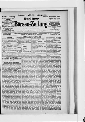 Berliner Börsen-Zeitung vom 12.09.1905