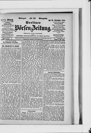 Berliner Börsen-Zeitung vom 13.09.1905