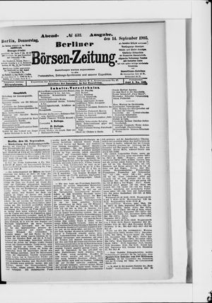 Berliner Börsen-Zeitung vom 14.09.1905