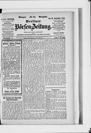 Berliner Börsen-Zeitung vom 16.09.1905