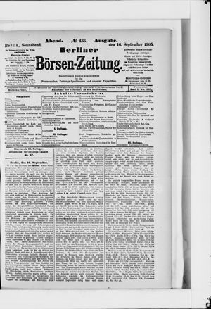 Berliner Börsen-Zeitung vom 16.09.1905