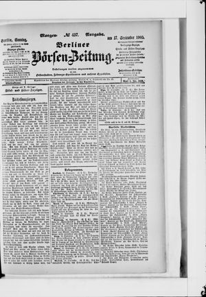 Berliner Börsen-Zeitung vom 17.09.1905