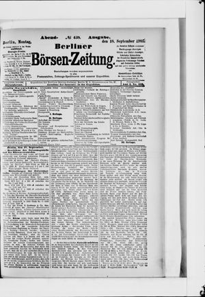 Berliner Börsen-Zeitung vom 18.09.1905