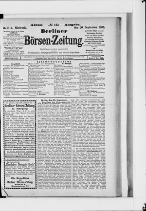Berliner Börsen-Zeitung vom 20.09.1905