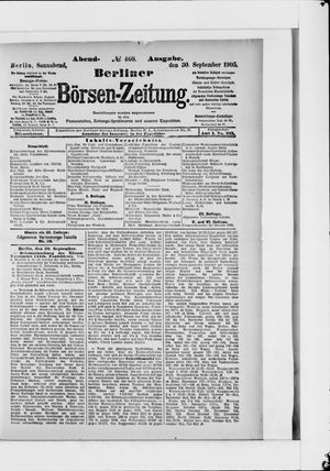 Berliner Börsen-Zeitung vom 30.09.1905