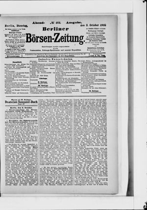 Berliner Börsen-Zeitung vom 03.10.1905