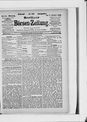 Berliner Börsen-Zeitung vom 04.10.1905