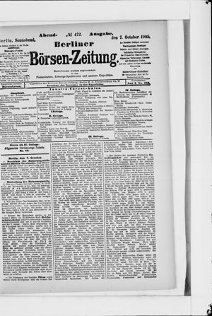 Berliner Börsen-Zeitung vom 07.10.1905