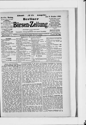 Berliner Börsen-Zeitung vom 09.10.1905