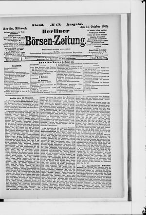 Berliner Börsen-Zeitung on Oct 11, 1905