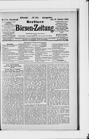 Berliner Börsen-Zeitung on Oct 14, 1905