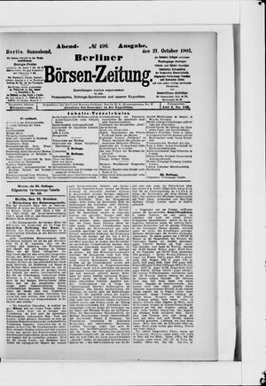 Berliner Börsen-Zeitung vom 21.10.1905