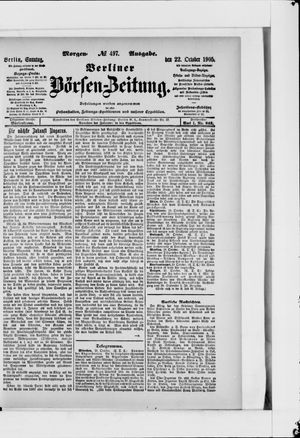 Berliner Börsen-Zeitung on Oct 22, 1905