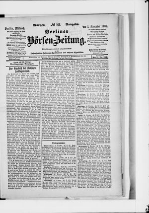 Berliner Börsen-Zeitung vom 01.11.1905