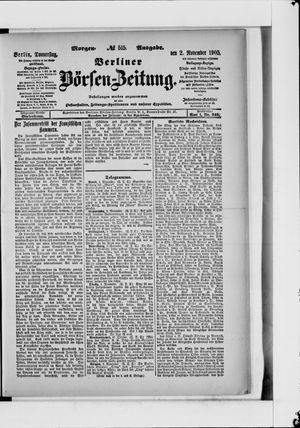 Berliner Börsen-Zeitung vom 02.11.1905
