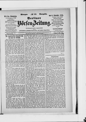 Berliner Börsen-Zeitung vom 04.11.1905