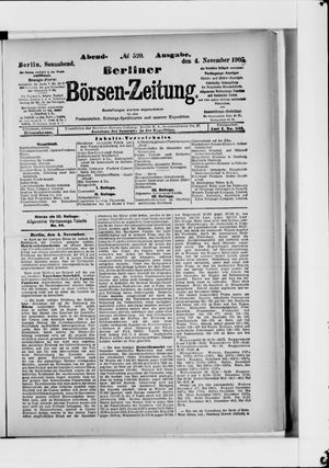 Berliner Börsen-Zeitung on Nov 4, 1905