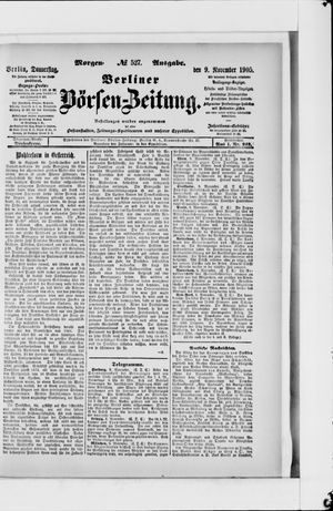 Berliner Börsen-Zeitung vom 09.11.1905