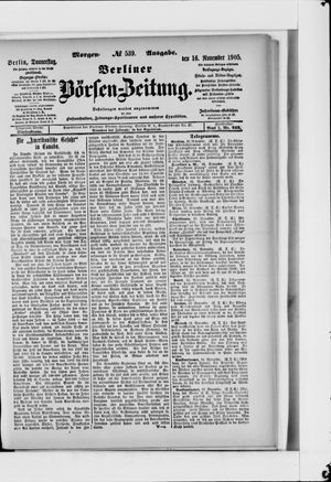 Berliner Börsen-Zeitung vom 16.11.1905