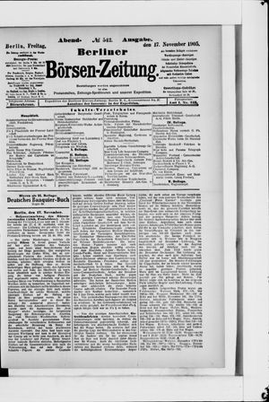 Berliner Börsen-Zeitung vom 17.11.1905