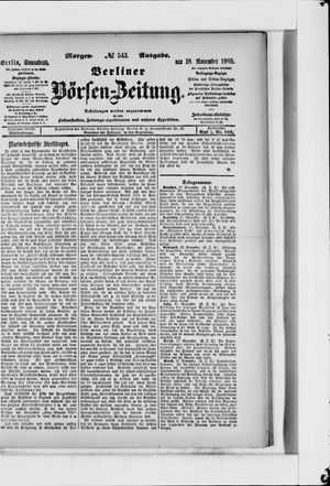 Berliner Börsen-Zeitung vom 18.11.1905