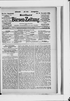 Berliner Börsen-Zeitung vom 18.11.1905