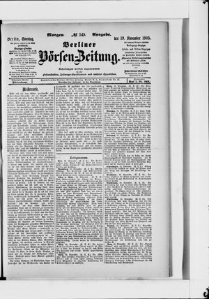 Berliner Börsen-Zeitung vom 19.11.1905