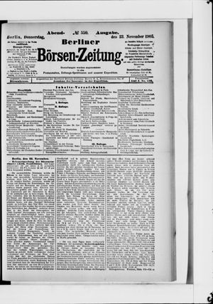 Berliner Börsen-Zeitung vom 23.11.1905